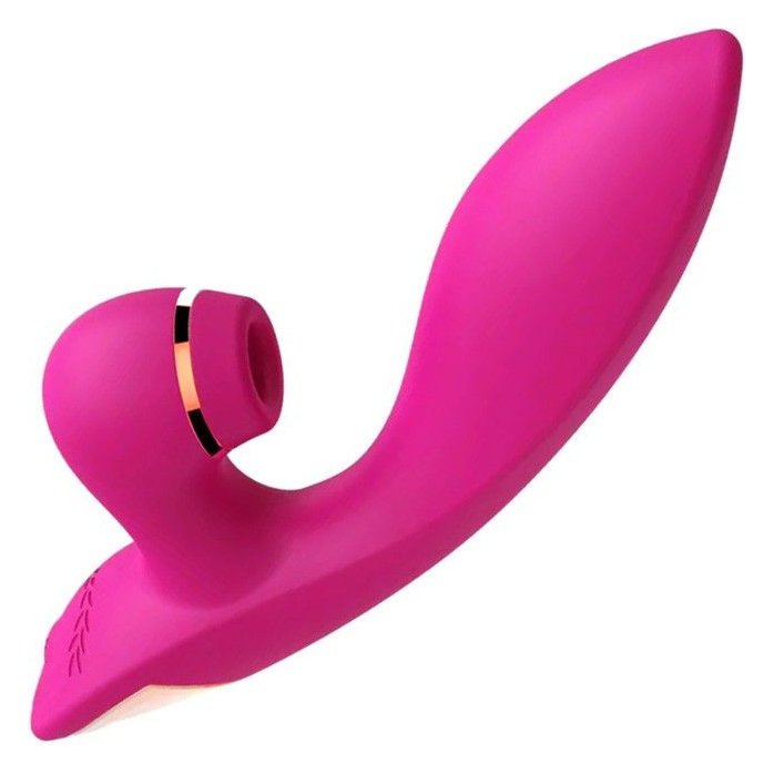 Розовый вибратор-кролик с вакуумной стимуляцией 5’’ Silicone Suction Kiss - 20,3 см. Фотография 4.