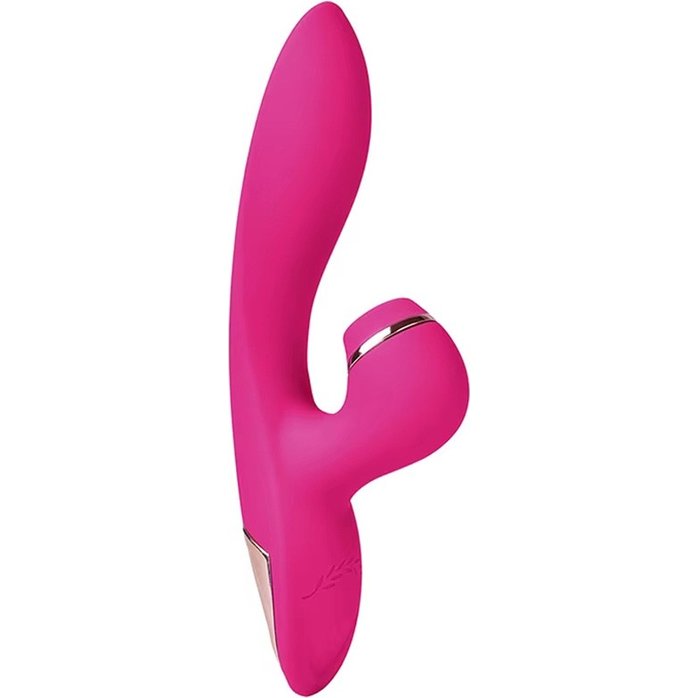 Розовый вибратор-кролик с вакуумной стимуляцией 5’’ Silicone Suction Kiss - 20,3 см