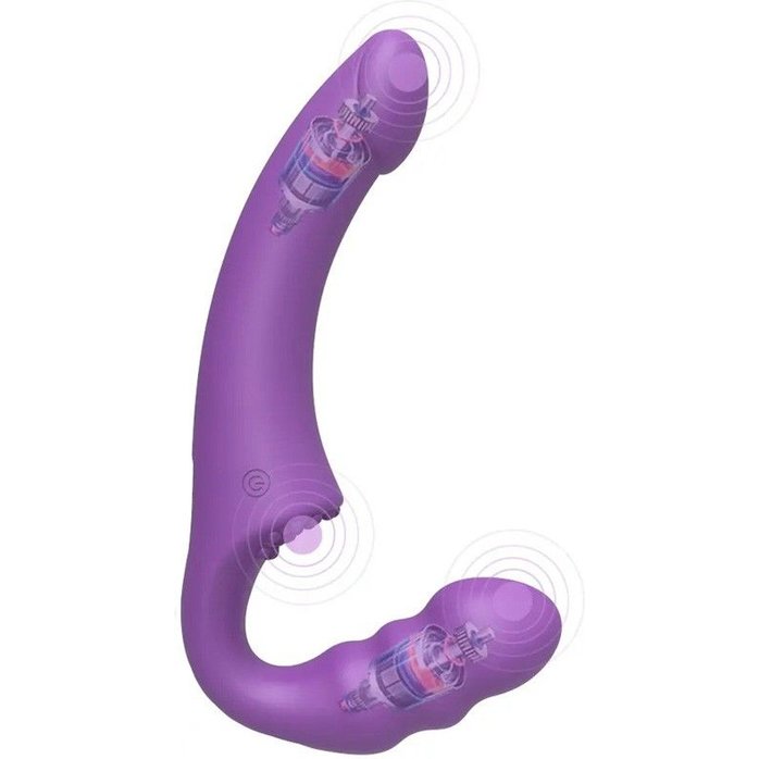 Фиолетовый безремневой страпон Straples Strap-On Dildo. Фотография 2.