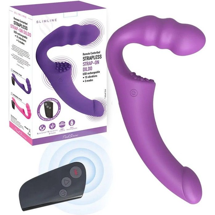 Фиолетовый безремневой страпон Straples Strap-On Dildo. Фотография 3.