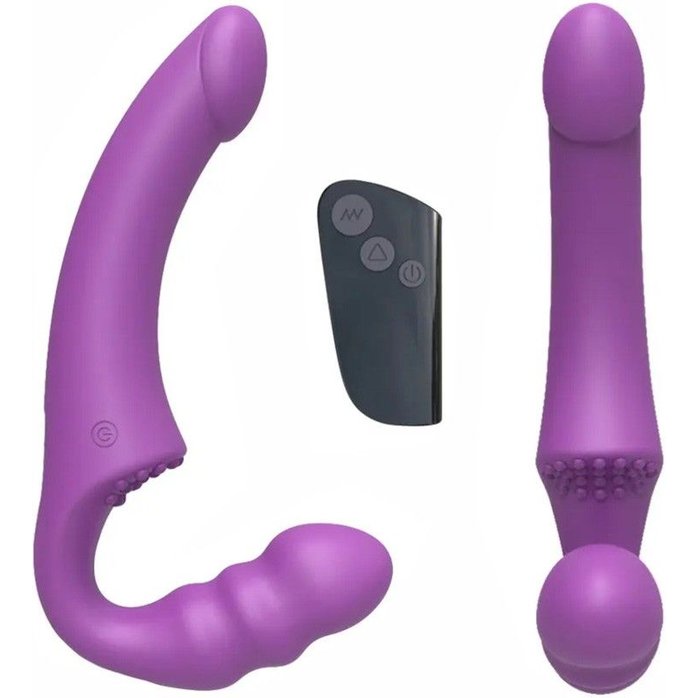 Фиолетовый безремневой страпон Straples Strap-On Dildo. Фотография 4.