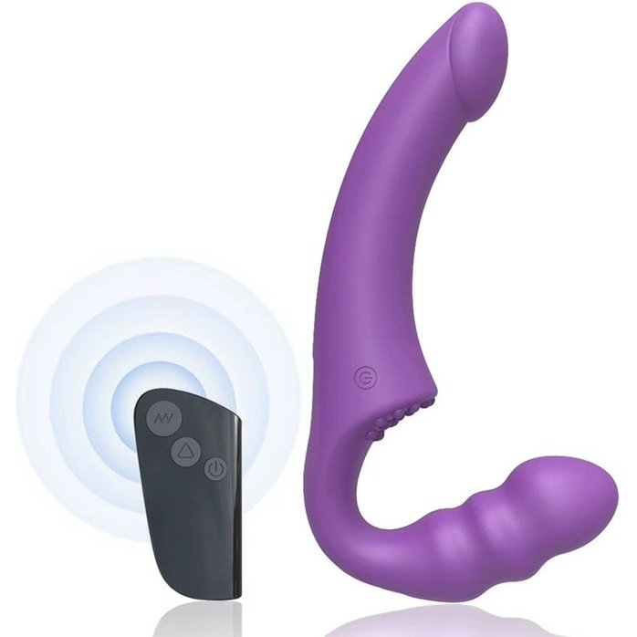 Фиолетовый безремневой страпон Straples Strap-On Dildo