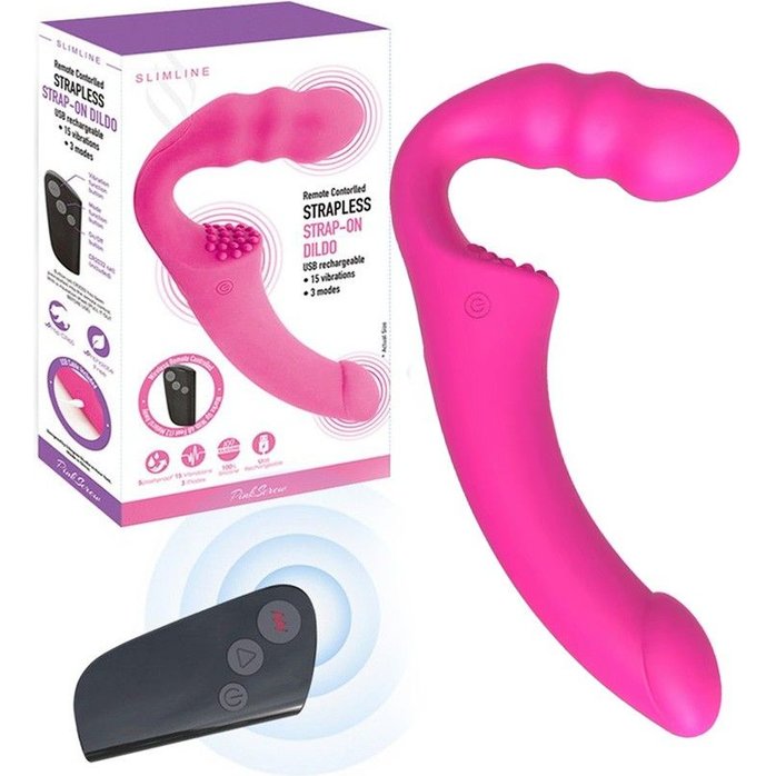 Розовый безремневой страпон Straples Strap-On Dildo. Фотография 2.