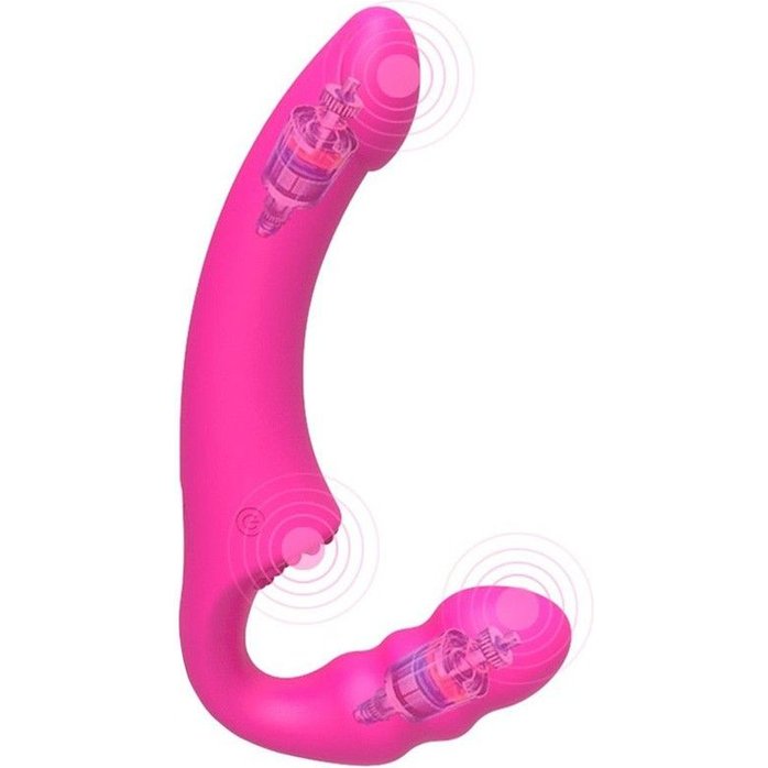 Розовый безремневой страпон Straples Strap-On Dildo. Фотография 3.