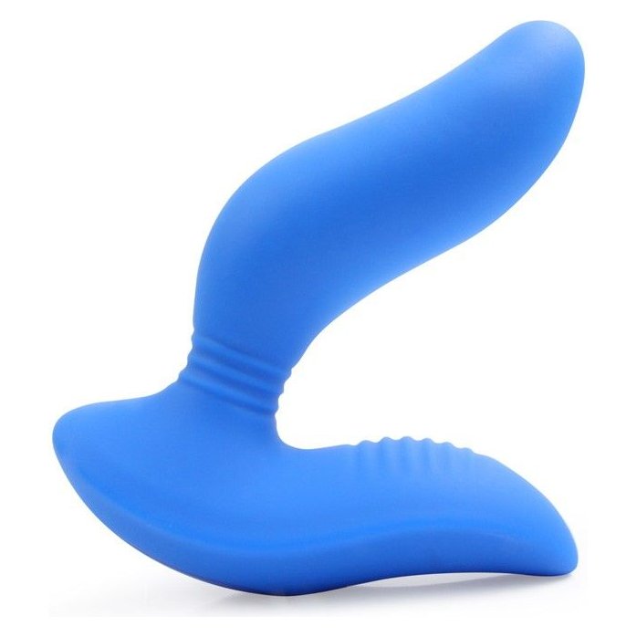 Синий вибромассажер простаты 3,5’’ Remote Control Curve P-spot Massager - 12 см. Фотография 3.