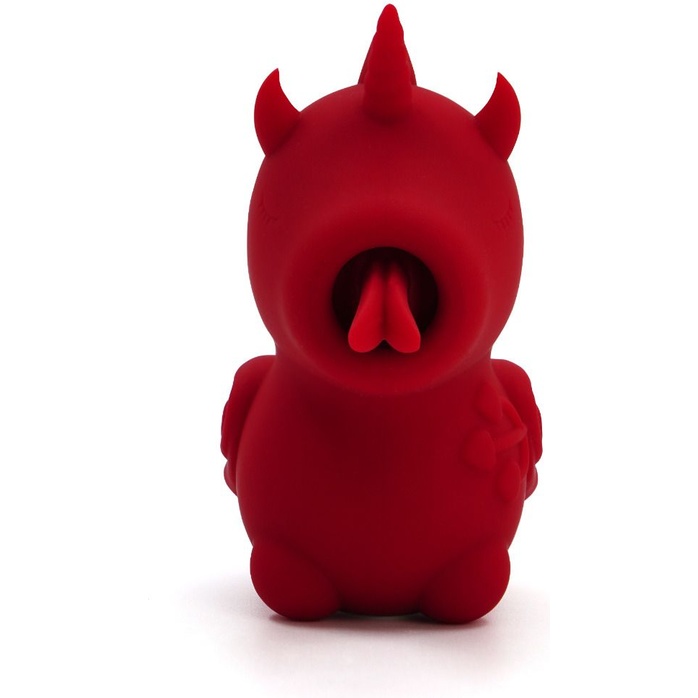 Красный клиторальный стимулятор Blaze Diablo с язычком. Фотография 3.