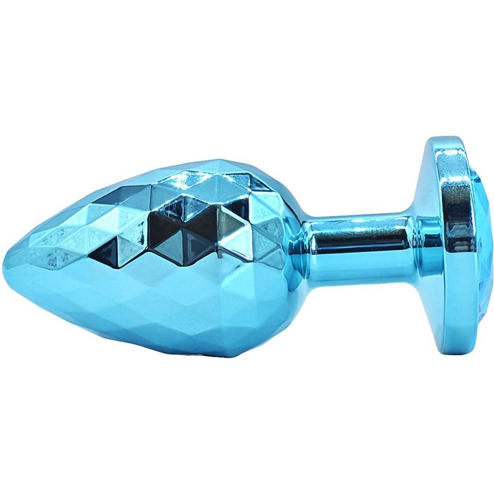 Голубая алюминиевая текстурная анальная пробка - 10 см. Фотография 2.