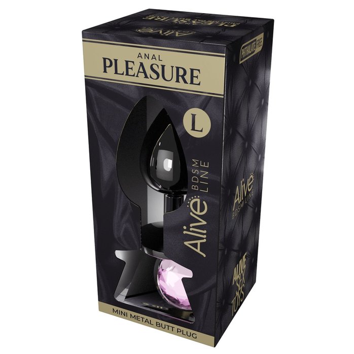 Серебристая анальная втулка с розовым кристаллом Mini Metal Butt L - 9 см - Alive. Фотография 2.