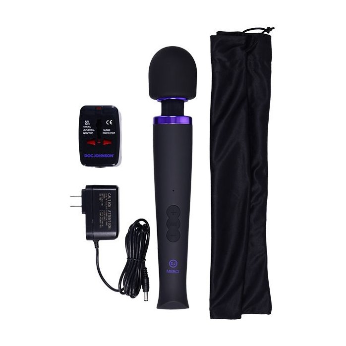 Черный жезловый вибромассажёр Merci Power Wand. Фотография 5.