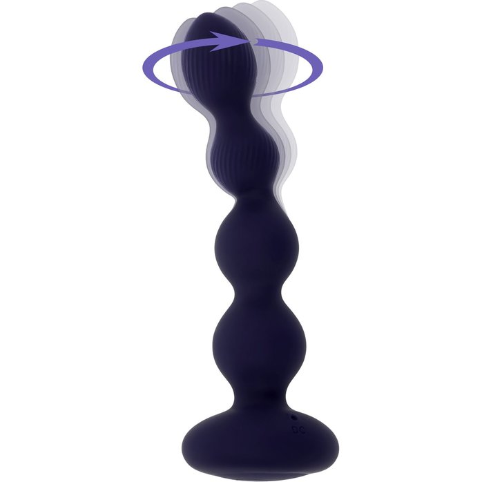 Фиолетовые анальные бусы с вибрацией и вращением Pleasure Orbit - 17,8 см. Фотография 2.