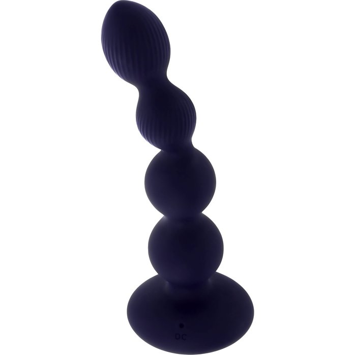 Фиолетовые анальные бусы с вибрацией и вращением Pleasure Orbit - 17,8 см. Фотография 3.