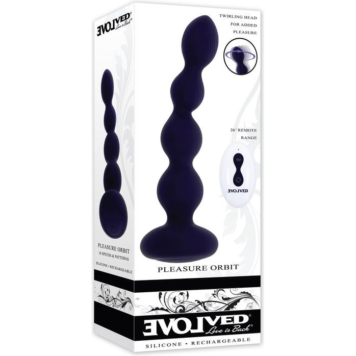 Фиолетовые анальные бусы с вибрацией и вращением Pleasure Orbit - 17,8 см. Фотография 6.