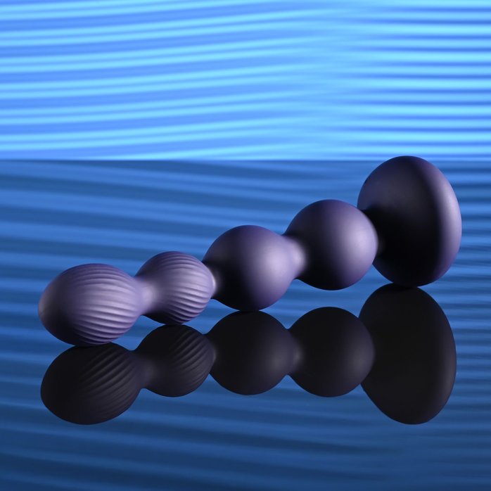 Фиолетовые анальные бусы с вибрацией и вращением Pleasure Orbit - 17,8 см. Фотография 7.