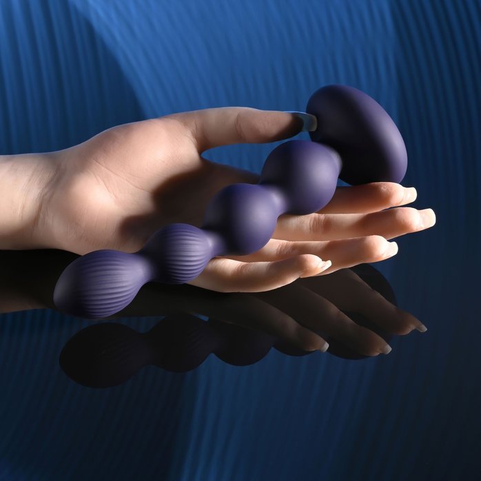 Фиолетовые анальные бусы с вибрацией и вращением Pleasure Orbit - 17,8 см. Фотография 10.