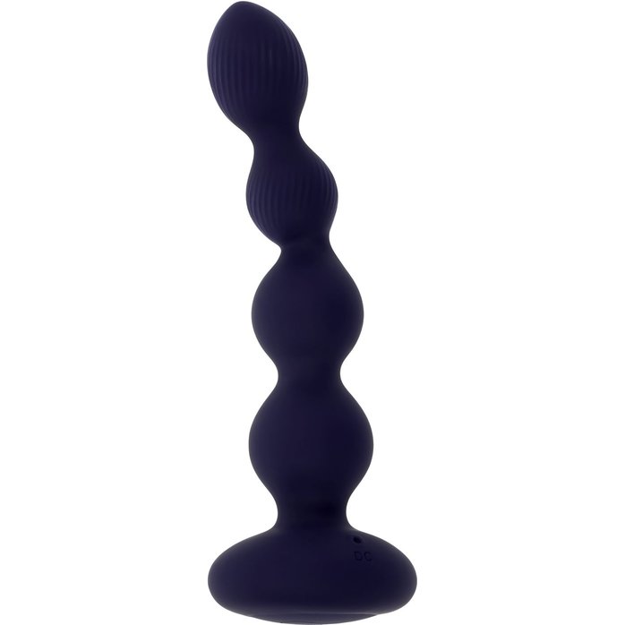 Фиолетовые анальные бусы с вибрацией и вращением Pleasure Orbit - 17,8 см