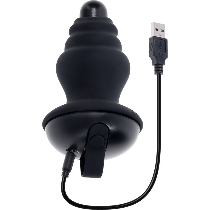 Черный вибростимулятор со съёмной насадкой Echo - 15,3 см. Фотография 4.