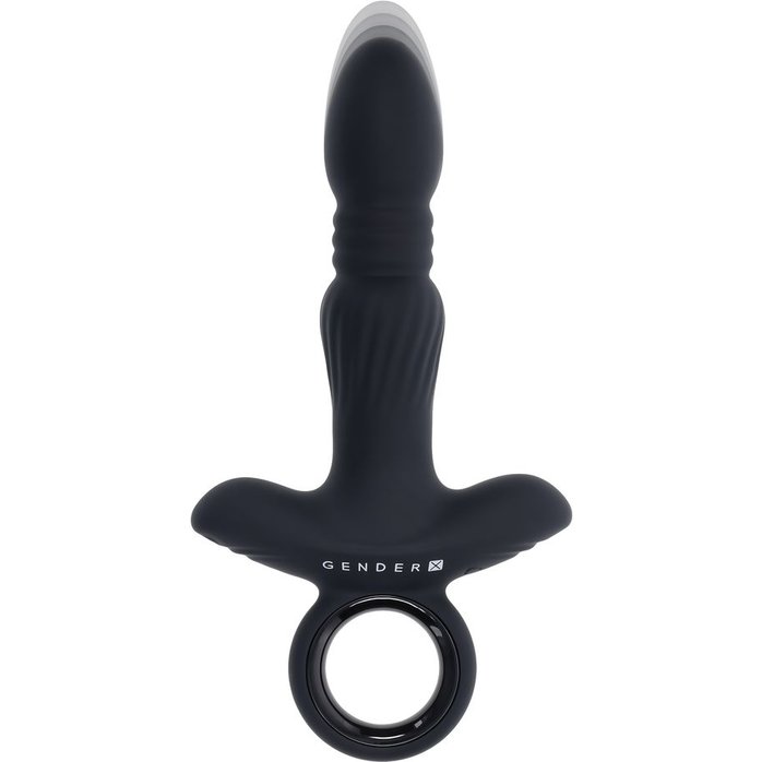 Черный анальный вибростимулятор с поступательными движениями Slayer - 20 см