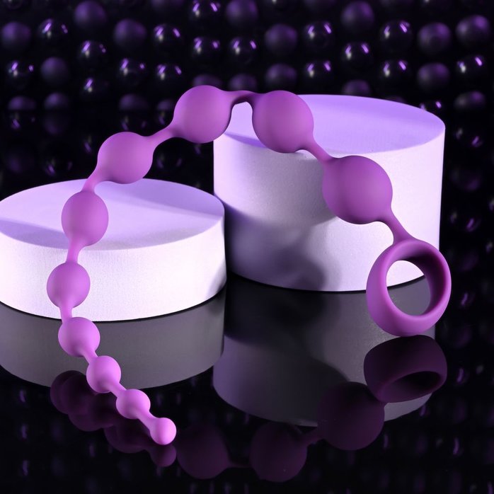 Лиловая анальная цепочка Beaded Adventure - 35,5 см. Фотография 7.