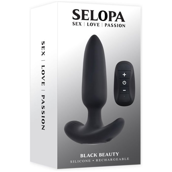 Черная анальная вибропробка с пультом ДУ Black Beauty - 11,3 см. Фотография 7.