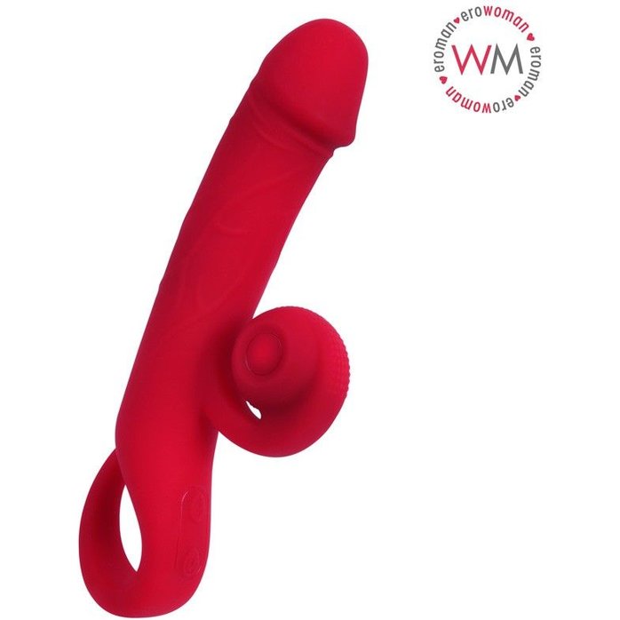 Малиновый вибратор-кролик - 20 см - EROWOMAN-EROMAN. Фотография 3.