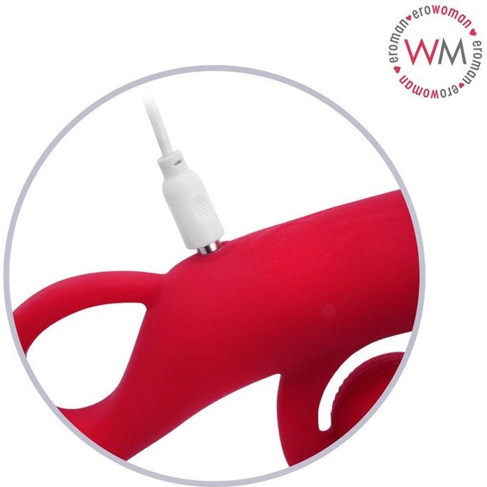 Малиновый вибратор-кролик - 20 см - EROWOMAN-EROMAN. Фотография 4.