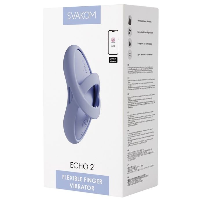 Голубой вибромассажёр на пальцы Echo 2 с функцией нагрева. Фотография 6.