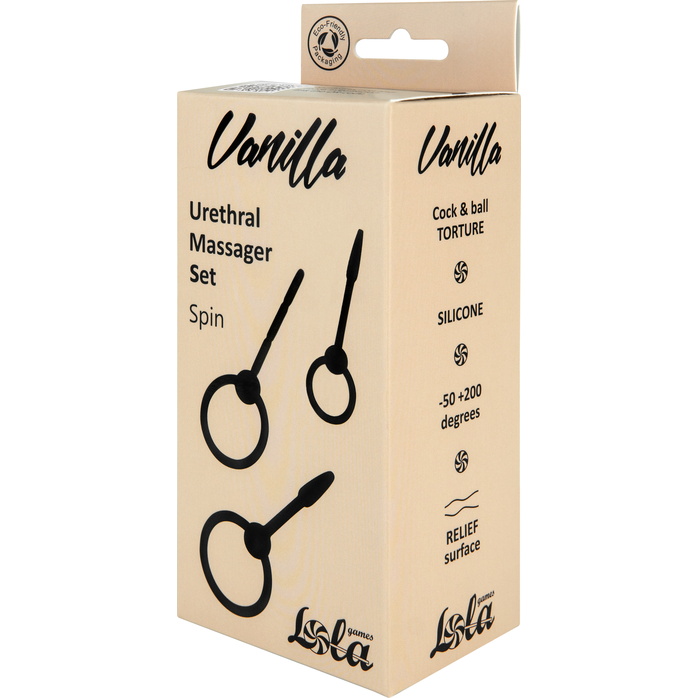 Набор из 3 черных уретральных массажеров Spin - Vanilla. Фотография 4.