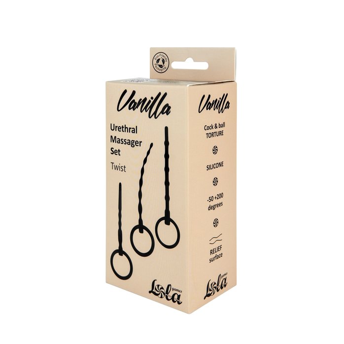 Набор из 3 черных уретральных массажеров Twist - Vanilla. Фотография 2.