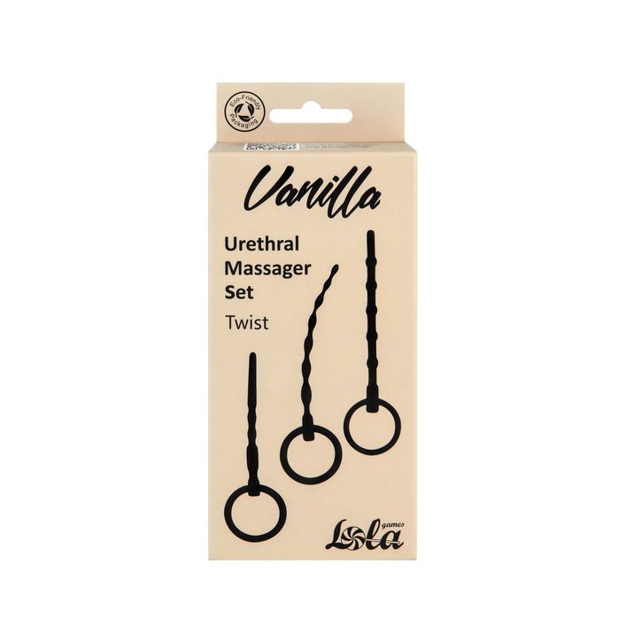 Набор из 3 черных уретральных массажеров Twist - Vanilla. Фотография 3.