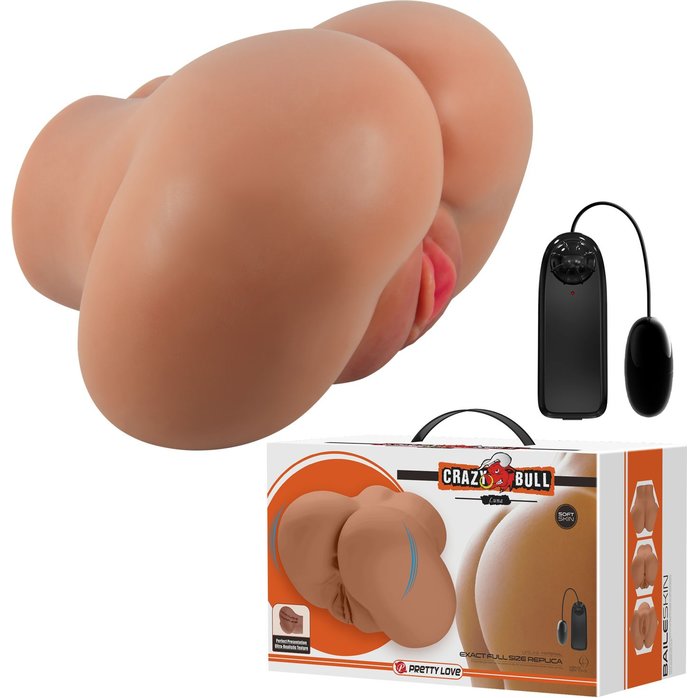 Карамельный мастурбатор-полуторс Luna с вибрацией - Crazy Bull. Фотография 2.