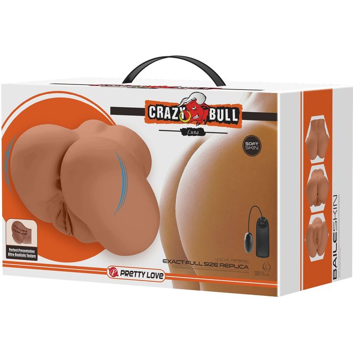 Карамельный мастурбатор-полуторс Luna с вибрацией - Crazy Bull. Фотография 10.
