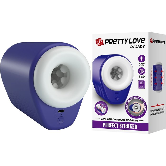 Синий автоматический вибромастурбатор Dj Lady - Pretty Love. Фотография 2.