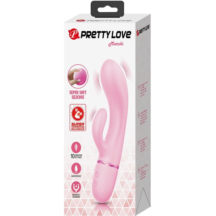 Розовый вибратор-кролик Marski - 18 см - Pretty Love. Фотография 9.