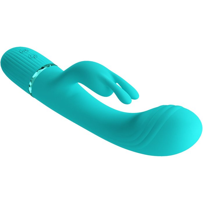 Аквамариновый вибратор-кролик Scocco - 20 см - Pretty Love. Фотография 4.