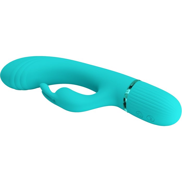 Аквамариновый вибратор-кролик Scocco - 20 см - Pretty Love. Фотография 6.