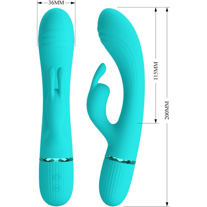 Аквамариновый вибратор-кролик Scocco - 20 см - Pretty Love. Фотография 7.
