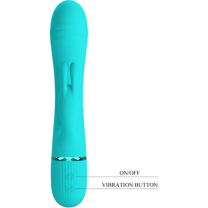 Аквамариновый вибратор-кролик Scocco - 20 см - Pretty Love. Фотография 8.