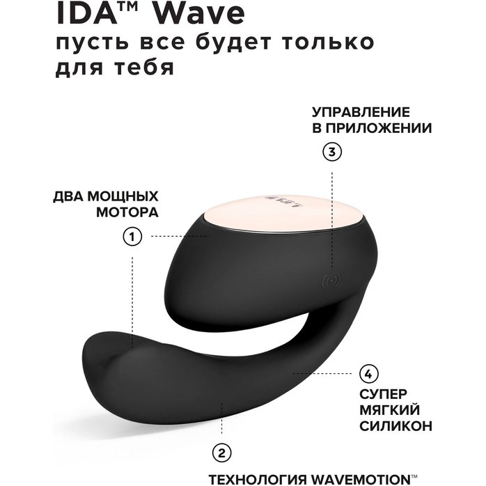 Черный вибратор с управлением через приложение Lelo Ida Wave. Фотография 4.