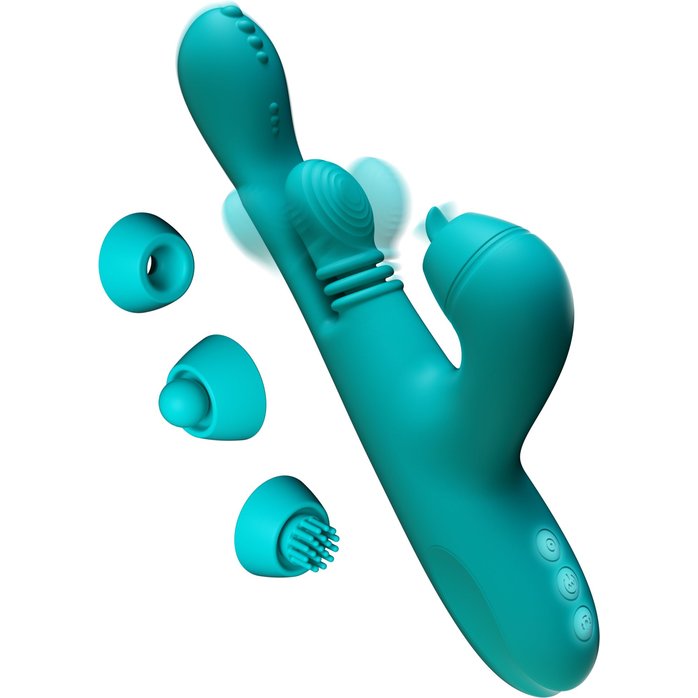 Зеленый инновационный вибратор-кролик Sensa Sway с технологией массажа на 360 градусов - 25 см. Фотография 3.