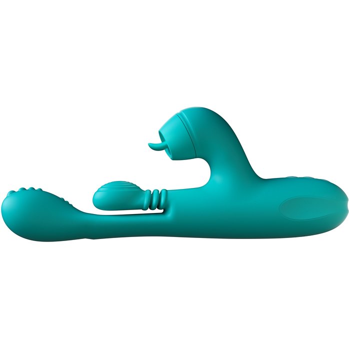 Зеленый инновационный вибратор-кролик Sensa Sway с технологией массажа на 360 градусов - 25 см. Фотография 4.