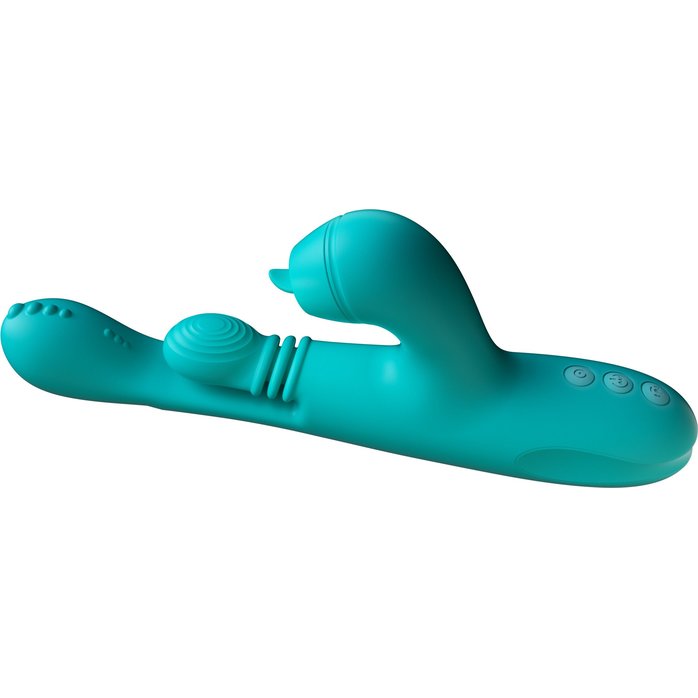 Зеленый инновационный вибратор-кролик Sensa Sway с технологией массажа на 360 градусов - 25 см. Фотография 5.