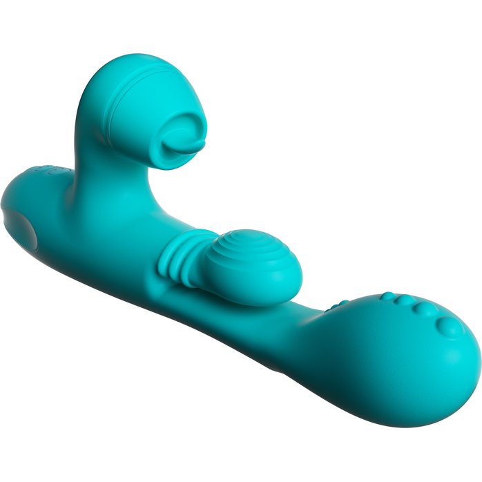 Зеленый инновационный вибратор-кролик Sensa Sway с технологией массажа на 360 градусов - 25 см. Фотография 8.