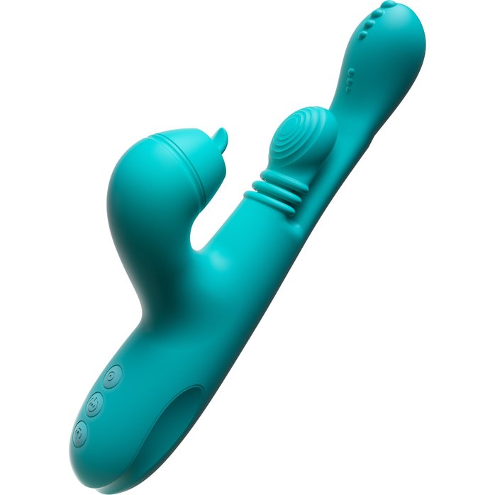 Зеленый инновационный вибратор-кролик Sensa Sway с технологией массажа на 360 градусов - 25 см