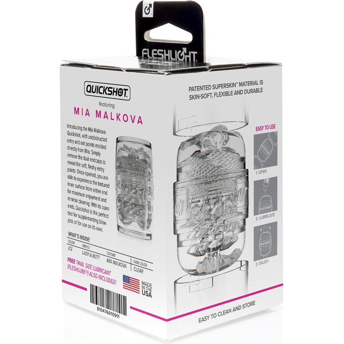 Прозрачный двусторонний мастурбатор Fleshlight Quickshot Mia Malkova. Фотография 8.
