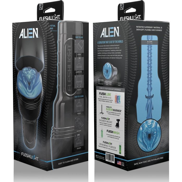 Мастурбатор-вагина Fleshlight Freaks Alien Blue Metallic. Фотография 2.