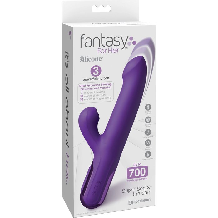 Фиолетовый вибратор-кролик Super Sonix Thruster - 22 см - Fantasy For Her. Фотография 2.