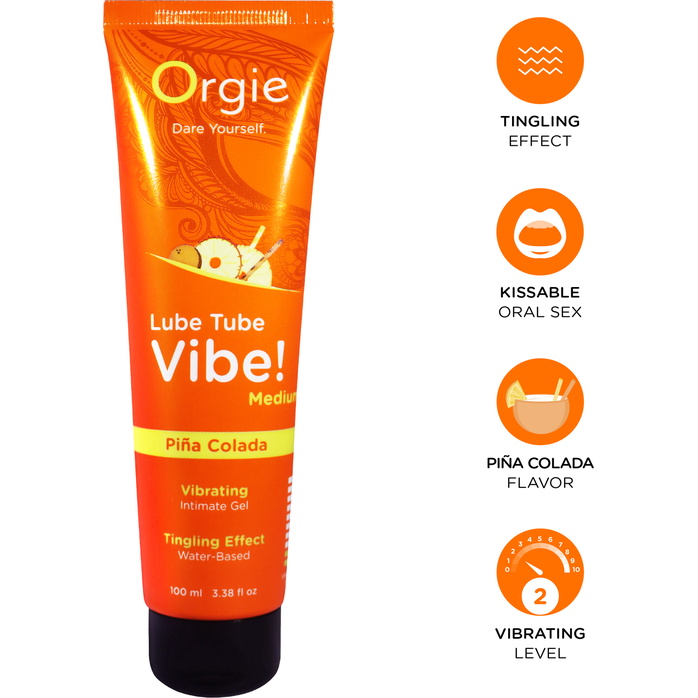 Гель с эффектом вибрации Lube Tube Vibe Medium Pina Colada - 100 мл. Фотография 3.