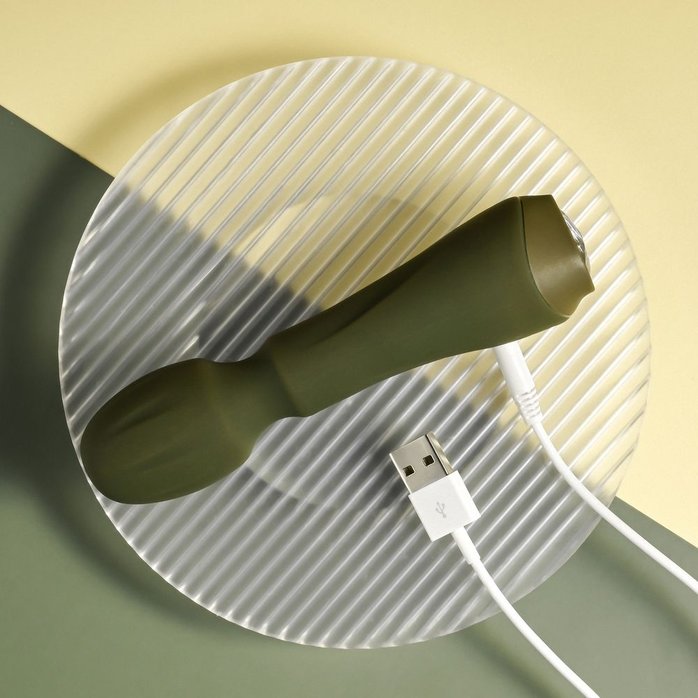 Мини-вибромассажёр цвета хаки Heartfelt - 13,4 см. Фотография 8.