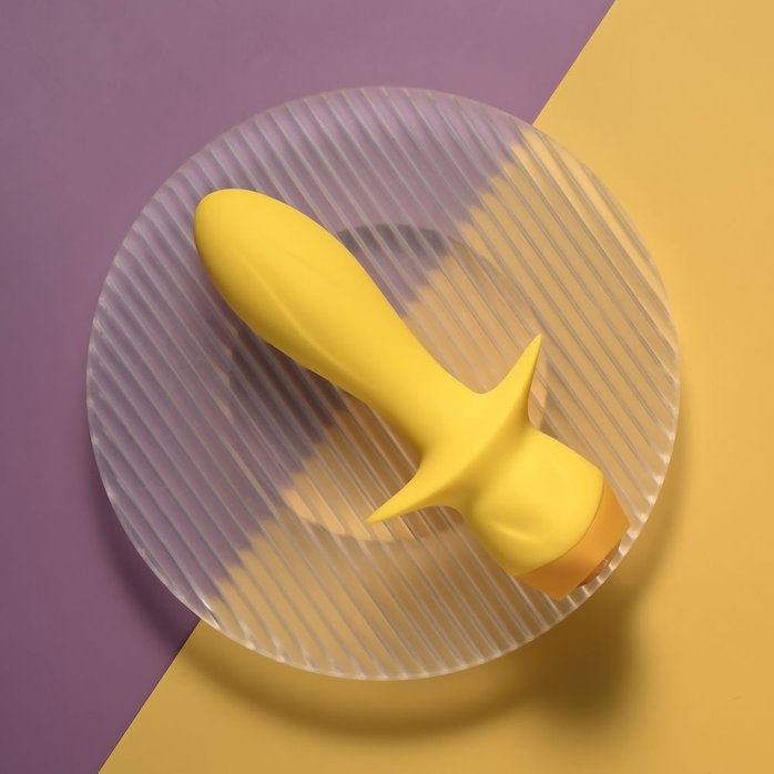 Желтая анальная вибропробка Mellow Yellow - 13,5 см. Фотография 8.