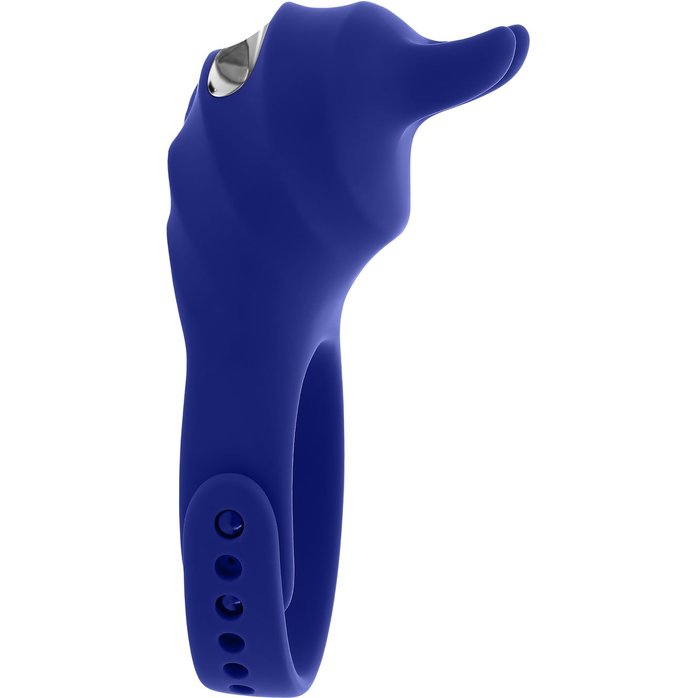 Синее эрекционное виброкольцо с клиторальной подушечкой и пультом ДУ Adjustable Fun Ring. Фотография 4.